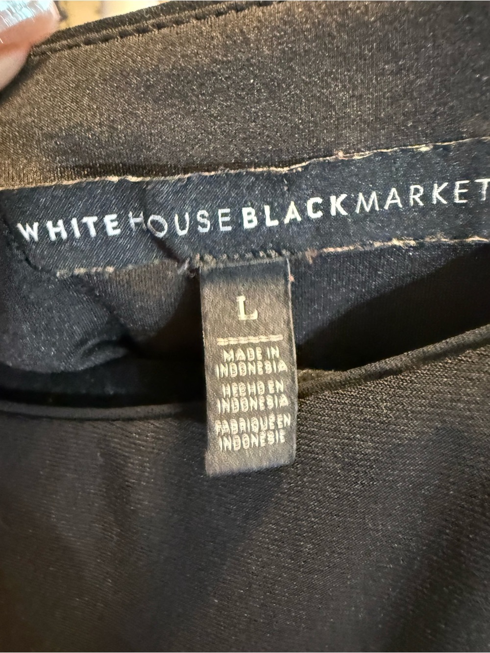 W6 White House Black Market Large Black Sheer Sleeve Button Cuff Blouse - Picture 7 of 8
